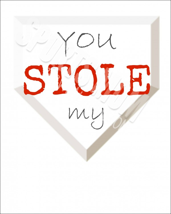 Free Printable-You Stole My Heart with Baseball Heart with Watermark