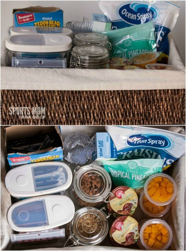 Keep snacks in one place for easy packing