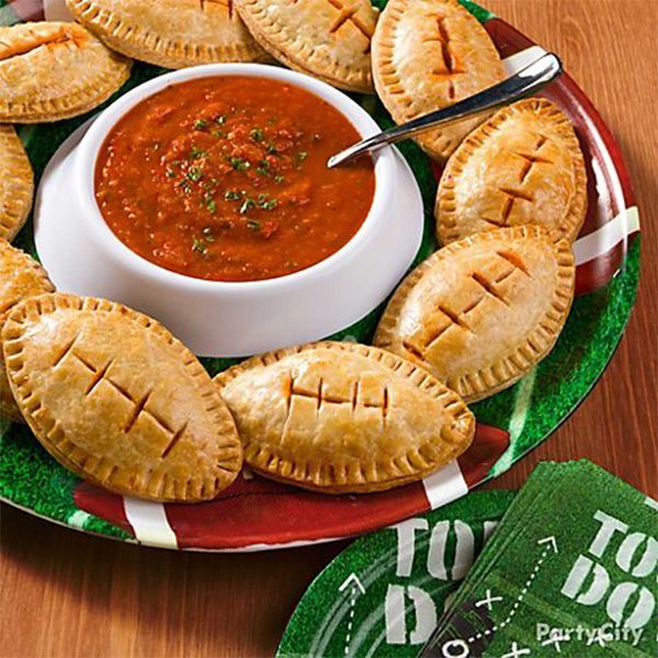 Football Food Ideas pizza pocket footballs