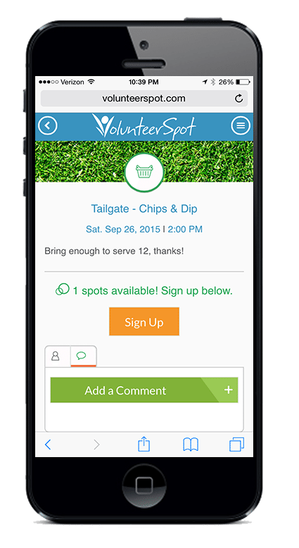 Tailgate Potluck Sign-Up