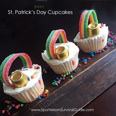 Make these easy, kid-friendly St. Patrick's Day Cupcakes in just 5 minutes or less!