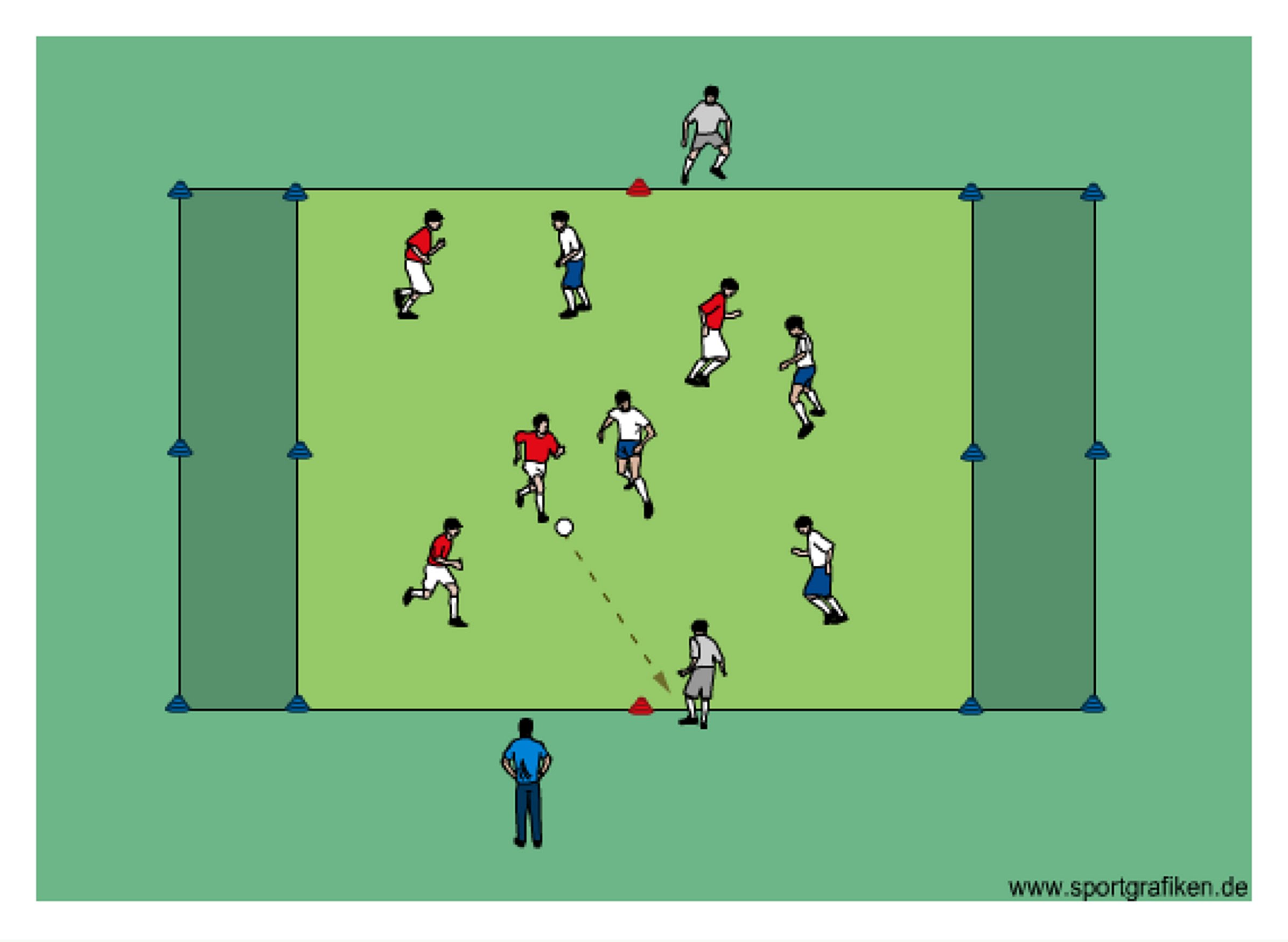 Soccer 4v4 Wall Players and End Zones Training Drill