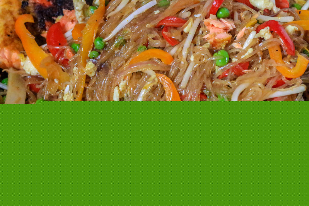 Singapore Noodles With Salmon Ready to Eat