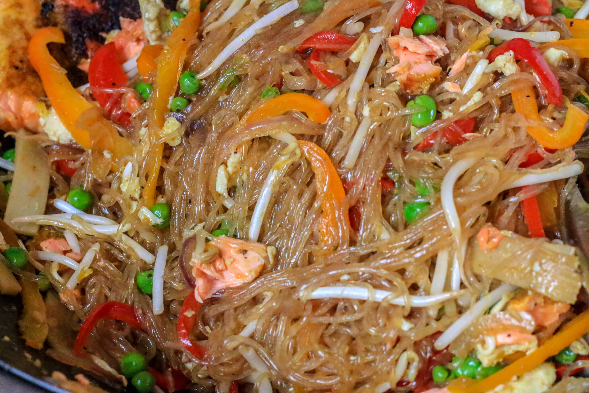 Singapore Noodles With Salmon Ready to Eat