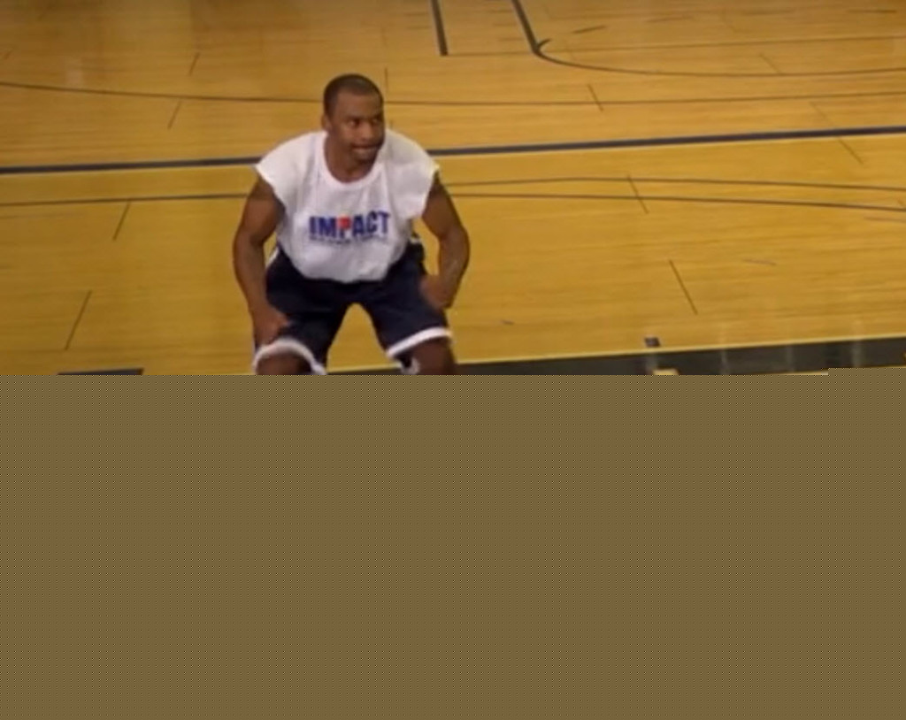 basketball player crouching