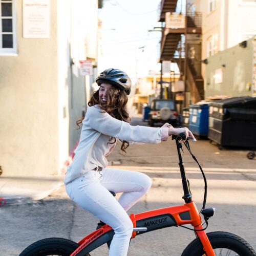 girl riding an e-bike