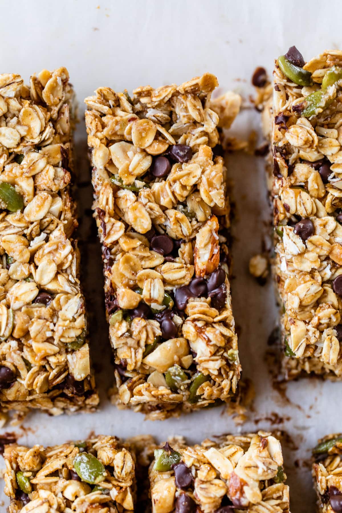 Granola bars on table